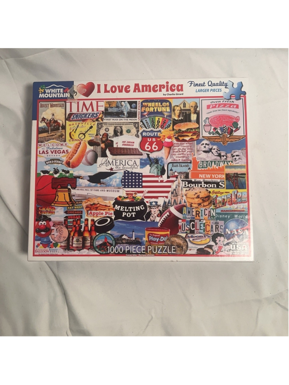 White Mountain I Love America 1000 Piece Jigsaw Puzzle Multicolor Made USA